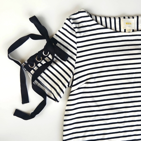 Anthropologie Maeve Ribbons and Stripes Dress Small Petite - Picture 1 of 7